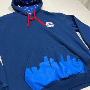 Philadelphia 76ers Mens Navy Blue Skyline Hoodie Sweatshirt Size 2XL